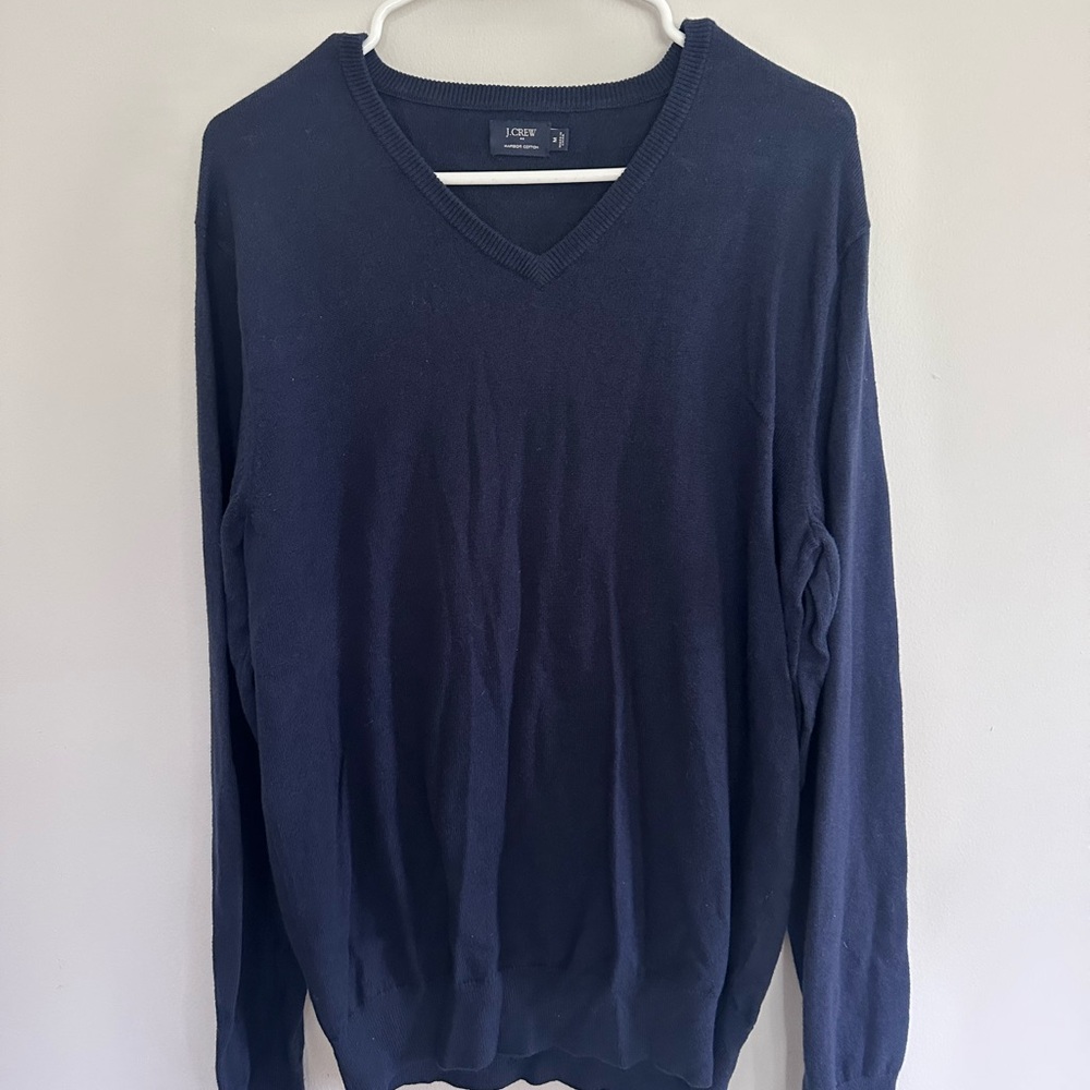 J. Crew Blue V-Neck Cotton Cashmere Sweater Lightweight Knit. Never worn.